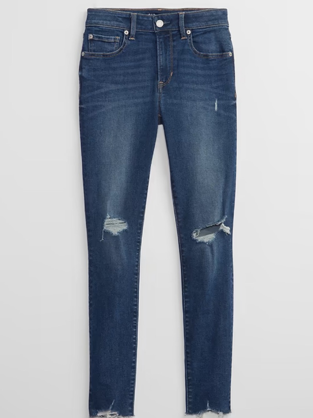 GAP Mid-Rise Destructed Universal Skinny Jeans Ripped Knees